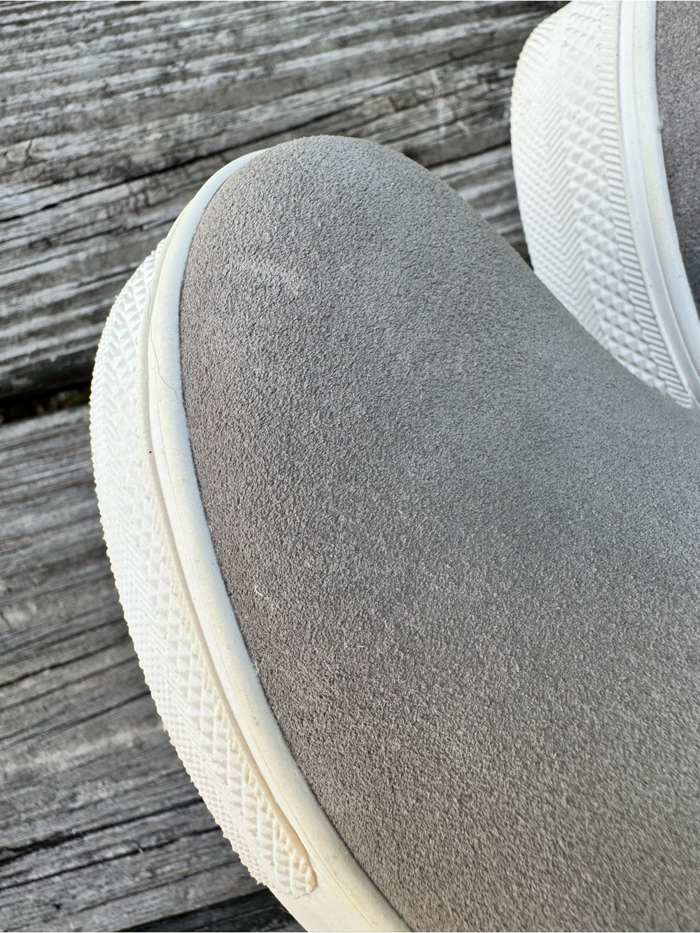 Steve Madden Taupe Suede Wedge Booties with Side Zippers - Picture 4 of 16